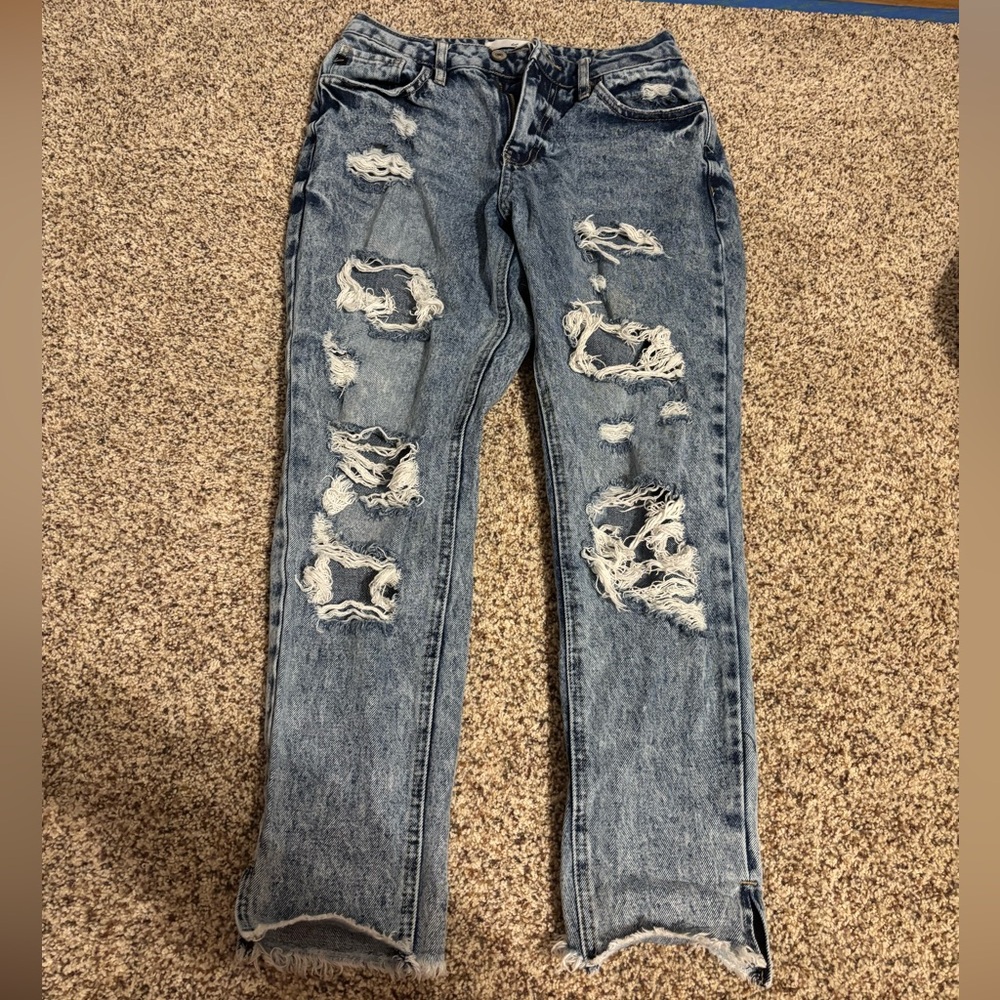 Distressed Blue Denim Jeans